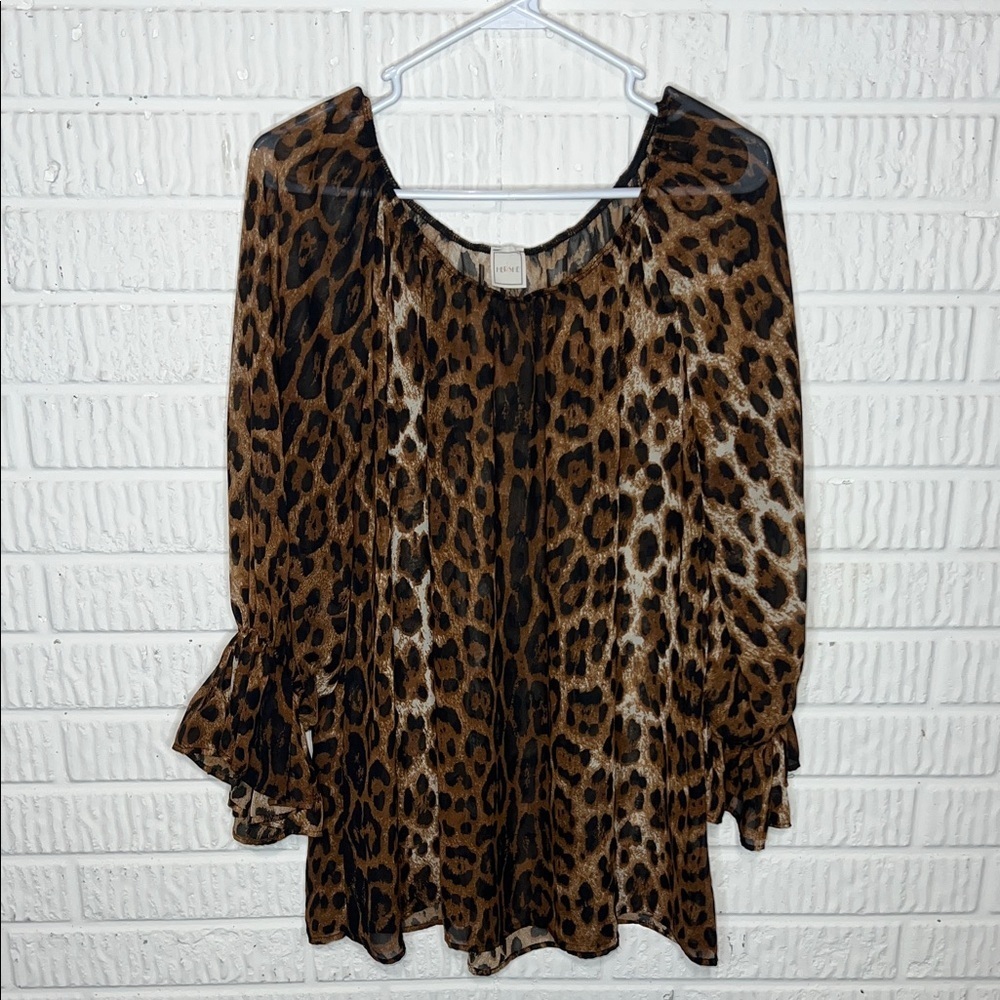 HerShe Leopard Print Sheer Blouse